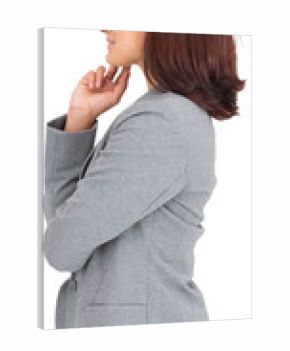 Digital png photo of content biracial businesswoman looking ahead on transparent background