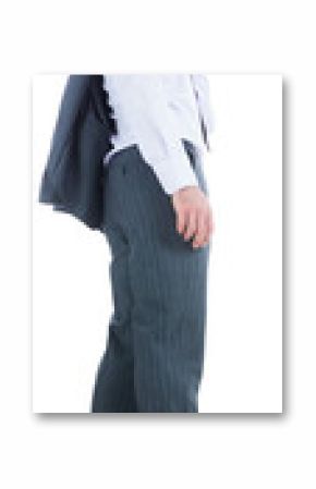 Digital png photo of serious biracial businessman standing on transparent background