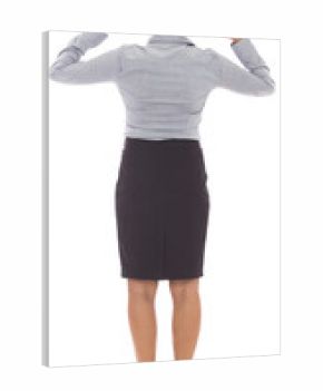 Digital png photo of back of angry biracial businesswoman with hands up on transparent background