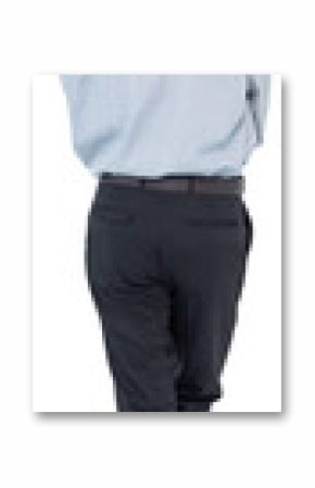 Digital png photo of back of biracial businessman standing on transparent background