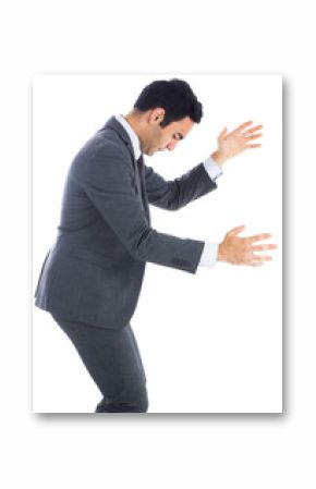 Digital png photo of biracial businessman standing on transparent background