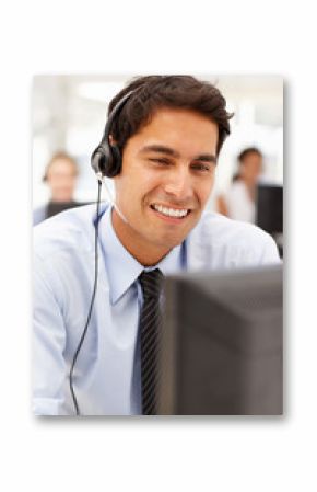 Businessman wearing headset