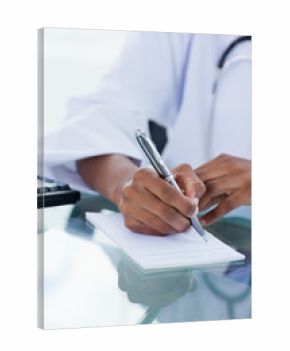 Portrait of a feminine hand writing a prescription