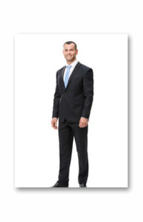 Full-length portrait of business man, isolated on white