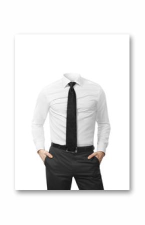man without head isolated on white background