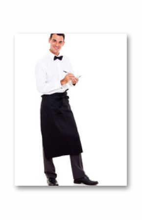 smiling waiter taking orders