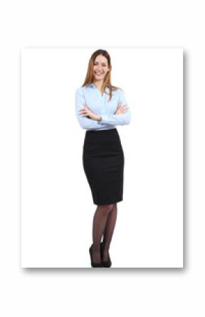 Full body of a young happy standing beautiful business woman