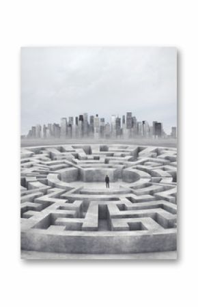 businessman and huge maze