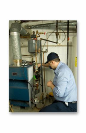 Plumber repairs furnace 