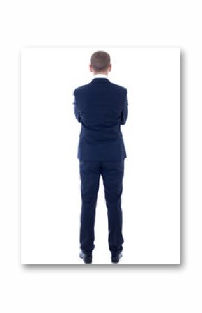 back view of young man in business suit isolated on white