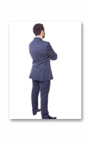 Business man from the back, isolated on white background