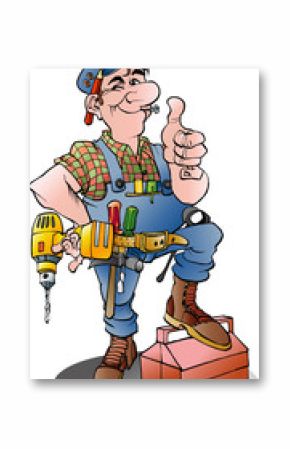 Vector cartoon illustration of a handyman