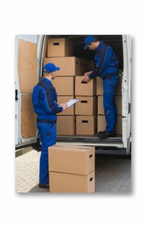 Delivery Men Unloading Boxes