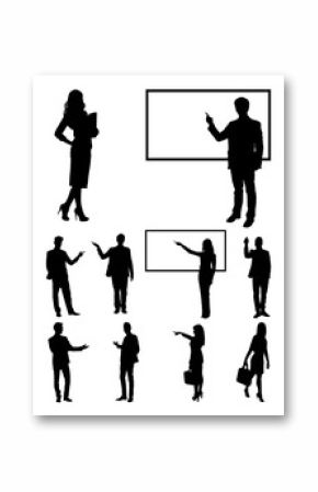 Teacher, businessperson, presentation silhouette 02. Good use for symbol, logo, web icon, mascot, sign, or any design you want.