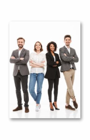 Full length portrait of a group of multiracial business people