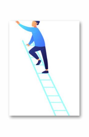 Businessman climbing up career ladder vector illustration