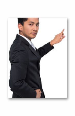 Digital png photo of focused asian businessman on transparent background