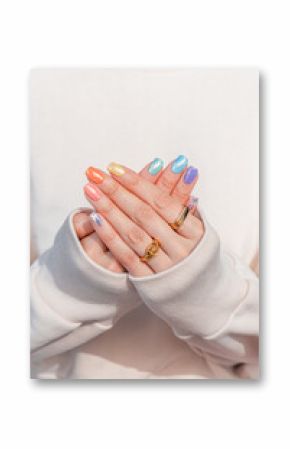 Rainbow iridescent manicure