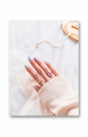 Rainbow iridescent manicure