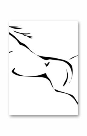 black and white vector outlines of jumping horse