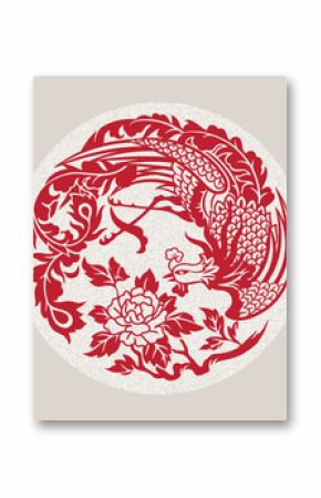Vector illustration of a mythological animal - a chinese phoenix