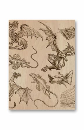 Dragons. An hand drawn vectors in one pack.