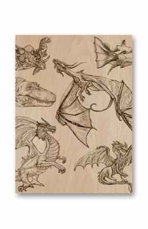 Dragons. An hand drawn vectors in one pack.