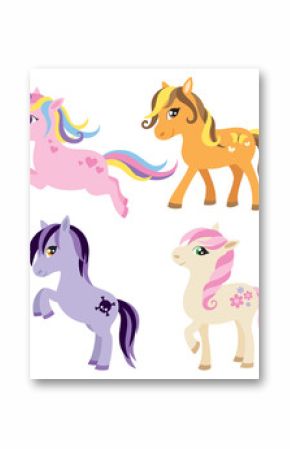 Vector illustration of colorful horse, unicorn, or pony.  