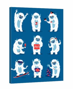 Cute yeti biigfoot monsters vector set.
