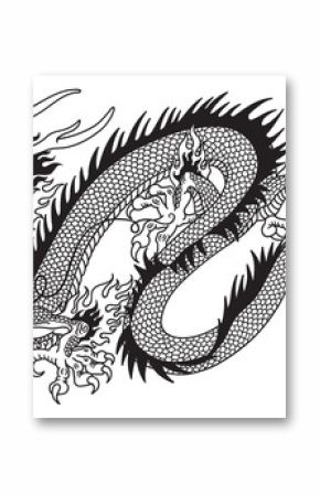 chinese dragon black and white tattoo