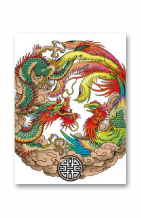 oriental dragon and phoenix