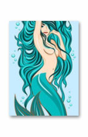 Picture of a cute mermaid with lush, long hair