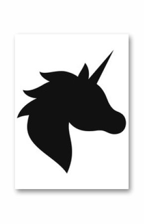 Unicorn black silhouette. Vector illustration drawing, isolated.