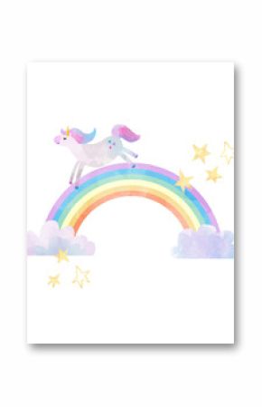 Watercolor unicorn vector illustration