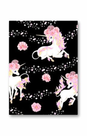 Seamless pattern, background with unicorn