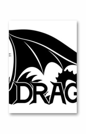 Sign of a black dragon on a white background.