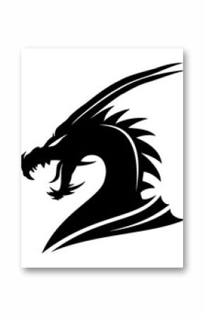 Sign of a black dragon on a white background.