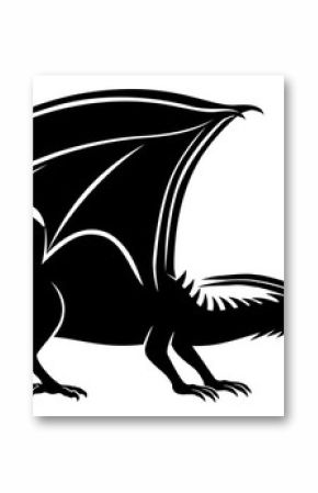 Sign of a black dragon on a white background.