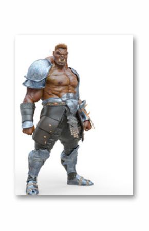 orc doing a big guy pose in a white background