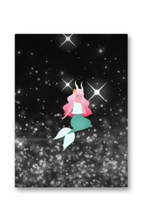 Image of mermaid over black background with stars