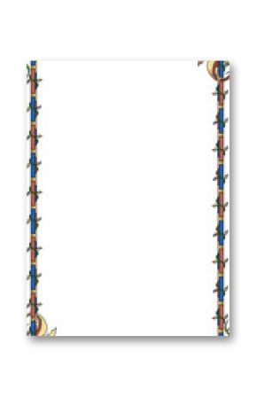 Manuscript-style border is showing vine or shields or dragon motifs on transparent background, copy 