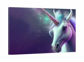 Illustration of a beautiful unicorn with purple background
