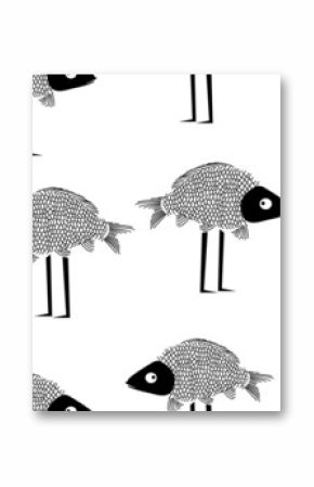 Funny fish seamless pattern