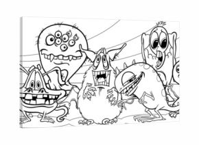 cartoon monsters group coloring page