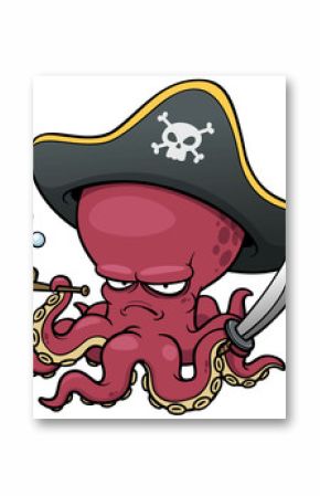 vector illustration of Cartoon pirate octopus