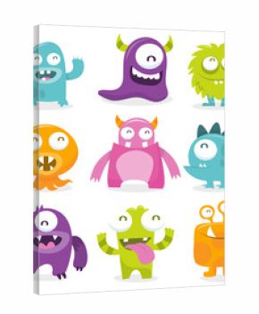 Series of vector illustrated cartoon monsters