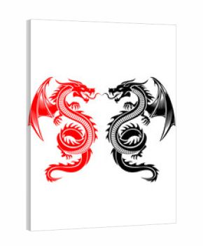 Black and red tribal dragon tattoo vector illustration