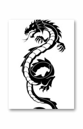 Black tribal dragon tattoo vector illustration