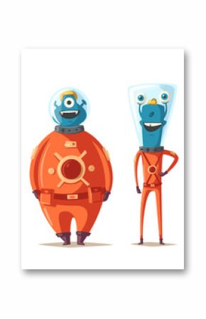 Friendly aliens. Cartoon vector illustration