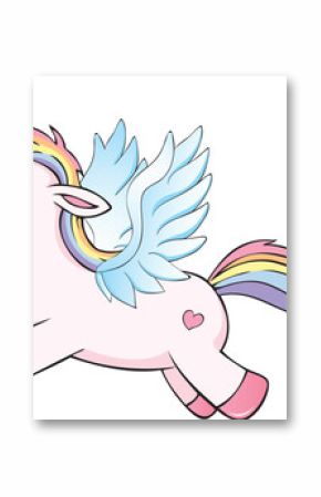 cute winged unicorn flying 